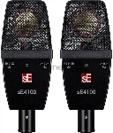 Микрофон конденсаторный sE Electronics SE 4100 Pair подобранная пара универсальных студийных конденсаторных микрофонов с большой диафрагмой 1", 20 Гц - 20 кГц, кардиоида, комплектация: два держателя "паук", два резьбовых адаптера, планка для крепления