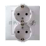 Розетка 2-м СП Simon15 с заземл. бел. Simon 1590459-030