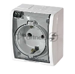 Розетка 1-м ОП Simon15 с защ. крышкой с заземл. IP54 белый Simon 1594445-030