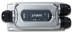 индустриальный PoE экстендер PLANET IPOE-E302 IP67-rated Industrial 1-Port 802.3bt PoE++ to 2-Port 802.3at PoE+ Extender (-40~75 degrees C, IK10 impact protection), 3 x waterproof cable glands included