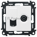 Лицевая панель розетки TV-RJ45. Белая Valena LIFE. 