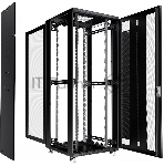Шкаф серверный напольный Cabeus ND-05C-47U80/100-BK IP20, 47U, 2277х800х1000 мм (ВхШхГ), дверь: перфорация, боковая панель: сплошная, разборный, чёрный, вид 2