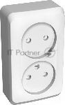 Розетка 2-м ОП Этюд 16А IP20 защ. шторки без заземл. белый SchE PA16-006B