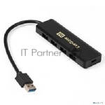 Хаб USB (концентратор) ExeGate DUB-4P/1 (кабель-адаптер USB3.0 --> 4xUSB3.0, Plug&Play, черный)