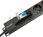 Блок распределения питания Rexant для 19" шкафов, вертикальный, 20 розеток СЕЕ 7/4, 16А, автомат защиты, алюм корп, шнур 2м, вилка СЕЕ 7/7