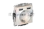 Розетка SE AtlasDesign Жемчуг SO + USB A+A, 5В/2,4А, 2х5В/1,2А, механизм
