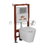 Комплект BAU 6 в 1: инсталляция BAU PRO, унитаз подвесной безободковый вихревой со скрытым сливом Bau Nimb Hurricane3, сиденье дюропласт микролифт, клавиша BASIC хром