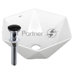 Раковина накладная на столешницу BAU Crystal 40х40, белая + выпуск клик-клак, черный
