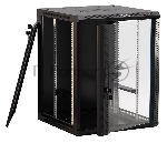 Шкаф настенный Hyperline TWB-0645-GP-RAL9004 19-дюймовый (19"), 6U, 367 x 600 х 450 мм, стеклянная дверь с перфорацией по бокам, ручка с замком, черный (RAL 9004) (разобранный), вид 5