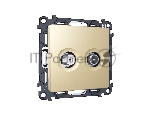 Комплект механизма розетки TV оконечной + SAT 5-862MHz 3.5dB/950-2150MHz 3.5dB ALFA Шампань QUANT (AP6133, VM217) MA613310