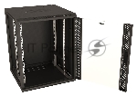 Шкаф настенный Hyperline TWB-0645-GP-RAL9004 19-дюймовый (19"), 6U, 367 x 600 х 450 мм, стеклянная дверь с перфорацией по бокам, ручка с замком, черный (RAL 9004) (разобранный)