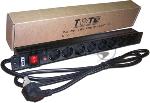 Блок розеток 19" 8 шт. C19 с фиксатором вилки, 16A 250V, шнур питания 3.0 м