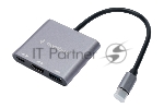 Док-станция Type-C Gembird UHB-D2, 3в1: USB3.1, Type-C PD100W, HDMI,  кабель 15см, алюминий