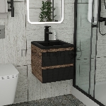 Тумба под раковину Bau Stil Loft black brushed, раковина кварцевая BAU Stil 40, черный металлик
