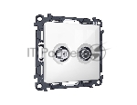 Комплект механизма розетки TV оконечной + SAT 5-862MHz 3.5dB/950-2150MHz 3.5dB ALFA Белый глянец QUANT (AP1133, VM217) MA113310