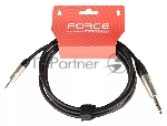 Кабель аудио FORCE FLC-150/21/4" TRS Jack - 1/8" TRS mini Jack, высококачественный стерео, используется для коммутации звукового оборудования, диаметр 6 мм, профессиональные металлические разъемы, длина 2 м