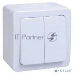 Выкл 2кл о/у IP54 (цвет клавиши:белый) ГЕРМЕС PLUS Iek EVMP20-K01-10-54-EC ВС20-2-0-ГПБ