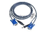 Кабель KVM  U(Kлав+мышь)(Male)+HDB15(Female) PS/2(Kлав+мышь)(Male)+HDB15(Male) 3м., черный/ CABLE HD15M/USB A-HD15F/USB B 3M