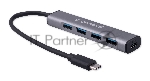 Разветвитель USB3.1 Gembird UHB-C474, 4хUSB, с доп.питанием (порт Type-C), кабель Type-C 19см, алюминий, коробка