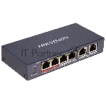 Коммутатор Hikvision DS-3E0106HP-E, 4×100 Мбит/с PoE + 2×100 Мбит/с, неуправляемый