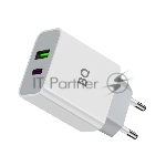 Сетевое зарядное устройство BQ Charger 20W2A01 (2 ports Type-C + USB, PD+QC3.0, 20W) белый