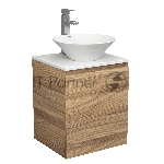 Тумба Bau Dream Blackwood 50 с дверцей, раковина BAU Dream D43, смеситель для раковины высокий Hotel Still, нержавеющая сталь