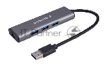 Разветвитель USB3.1 Gembird UHB-U3P7-01, 7хUSB, с доп.питанием (порт Type-C), кабель USB 19см, алюминий, коробка