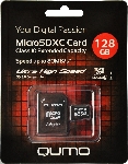 Флэш карта Micro SecureDigital 128Gb QUMO QM128GMICSDXC10U1 {MicroSDXC Class 10 UHS-I, SD adapter}