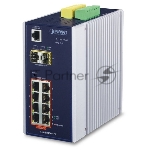 Индустриальный PoE коммутатор IGS-10020HPT для монтажа в DIN-рейку IP30 L2+ SNMP Manageable 8-Port Gigabit POE+(AT) Switch + 2-Port Gigabit SFP Industrial Switch (-40 to 75 C), ERPS Ring Supported, 1588