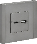 Розетка IEK FORTE&PIANO USB A+C 3,1А FP550 сталь