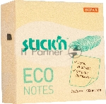 Блок самоклеящийся бумажный Stick`n ECO 21799 76x76 мм, 400 листов, 60 г/м2, пастель, желтый