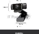 Веб-камера Logitech C922 Pro Stream 1920x1080, 30 кадр/с, USB Type-A, микрофон (2 шт, шумоподавление), автоматическая фокусировка, автоосвещение, универсальное крепление, вид 70