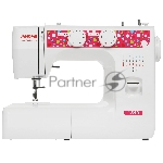 Швейная машина Janome 1543 белый/розовый, электромеханическая, вертикальный качающийся, 17 операций, петля полуавтомат