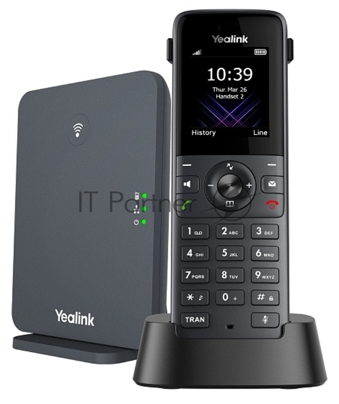 Телефон DECT-трубка Yealink W73P DECT (база W70B+трубка W73H) до 10 SIP-аккаунтов, до 10 трубок на базу, до 20 одноврем. Вызовов