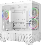 Компьютерный корпус Deepcool CG380 3F WH без БП, боковое окно (панорама), 3x120мм ARGB PWM вентилятора, белый, mATX