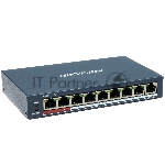 Коммутатор Hikvision DS-3E0109P-E(C), 8×100 Мбит/с PoE + 1×100 Мбит/с, неуправляемый