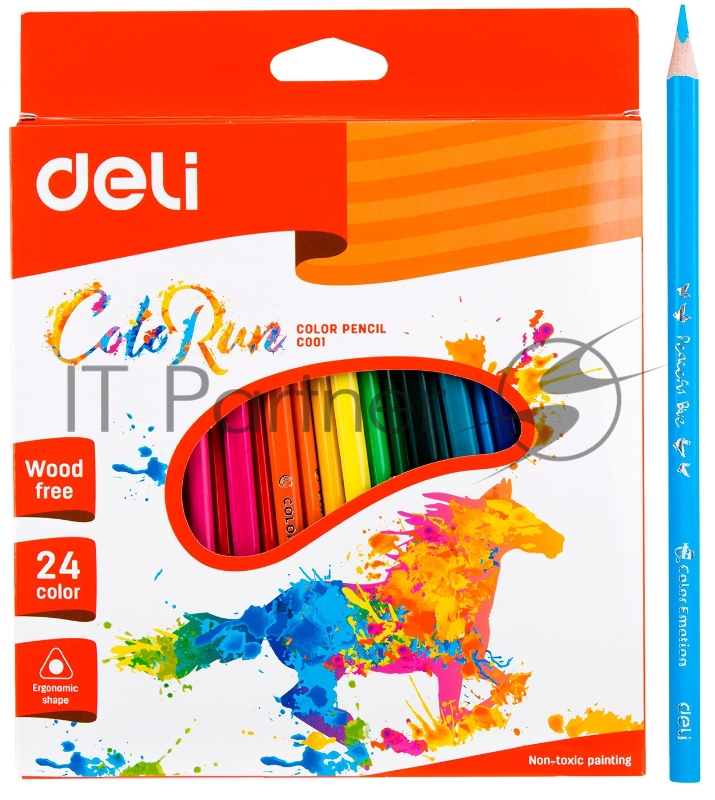Карандаши цветные Deli ColoRun EC00120 трехгранные пластик 24цв. коробка/европод.