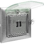 Розетка 2-ая USB 770270 Legrand Valena Алюминий