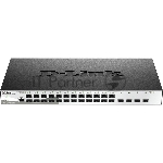 Управляемый L2 коммутатор DGS-1210-28XS/ME/B2A  с 24 портами 100/1000Base-X SFP и 4 портами 10GBase-X SFP+