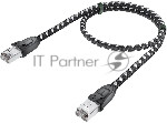 Патч-корд GCR PROF прямой 5.0m, UTP медь cat.6, STRONG черно-белый нейлон, ethernet high speed 10 Гбит/с, T568B, GCR-52779