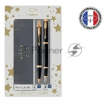 Набор ручек Parker IM Core FK221 CW2093216, Black GT, M, сталь нержавеющая, коробка подарочная, перьевая, ручка шариковая