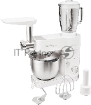 Кухонная машина Korting KKM 0105 Polar мощность 1200 Вт, 7 насадок (планетарный миксер с 3-мя насадками, мясорубка, насадка для колбас, насадка для кеббе, насадка-блендер), объем чаши 5.5 л, 8 скоростей, импульсный режим, механическое управление, белый
