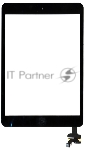 Сенсорное стекло (тачскрин) Ipad mini + stiker + IC с кнопкой Home (A1432 A1454 A1455) черное OEM
