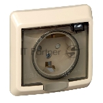Розетка 1-м СП Этюд защ. шторки с заземл. IP44 крем. SchE PC16-044K