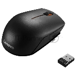 Мышь беспроводная Lenovo 300 черный, 1000 dpi, радиоканал, USB, кнопки - 3