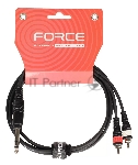 Кабель аудио FORCE FLC-27/1.51/4" TRS Jack (M) - 2xRCA (M), стерео, используется для коммутации аудио устройств, диаметр кабеля 4,8 мм, длина 1,5 м