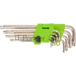 Набор ключей СИБРТЕХ имбусовых Tamper-Torx, 9 шт: TTT10-T50, 45x, закаленные, удлиненные, никель.Сибртех 12322