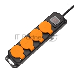 Удлинитель силовой Filum FL-PEC-4SCH-SW-IP44 с выключателем, IP44, 4 розетки Schuko с кабелем 3х1.5 длиной 1.5 м.