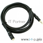 Удлинитель звуковой Exegate (3.5mm Jack M - 3.5mm Jack F) 2.0м позолоченные разъемы