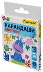 Карандаши цветные Silwerhof Mini Веселые друзья 2.65мм, шестигранный профиль, дерево, ассорти, 12 цветов, коробка с европодвесом